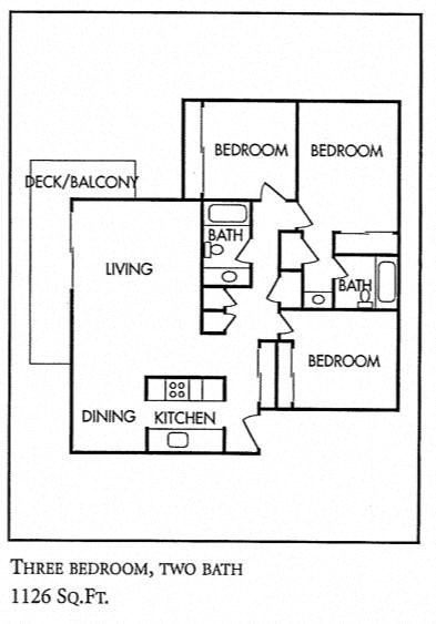 3 Bedroom 2 Bath Floor Plan